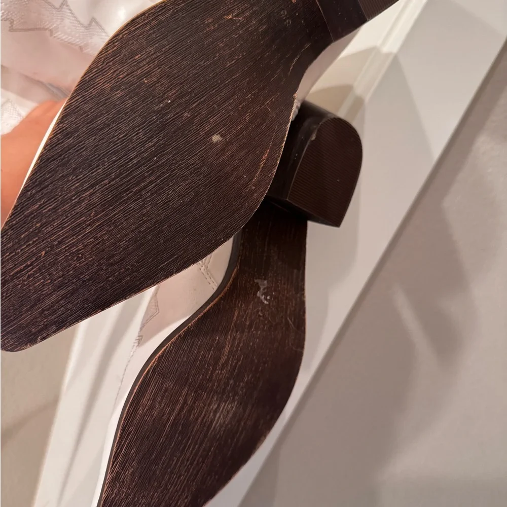 White Embroidered Knee-High Women's Boots - Picture 5 of 7